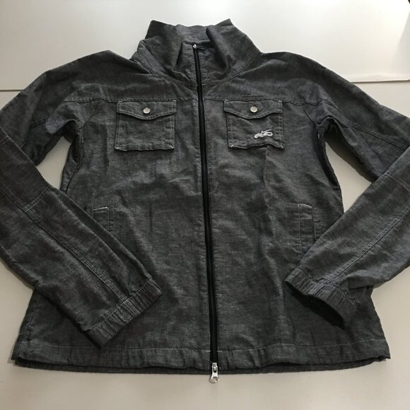 Nike 6.0 Lightweight Zip Up Jacket Women Medium Gray Windbreaker Cotton Linen - Picture 1 of 9